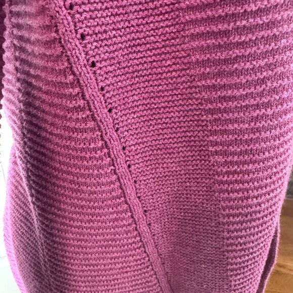 L.L. Bean Ribbed Open Front Mauve Cardigan Shawl Collar 100% Cotton Medium - Picture 6 of 9